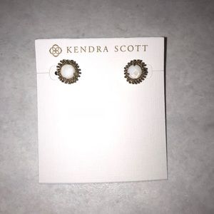 Kendra Scott gold and white stud earrings